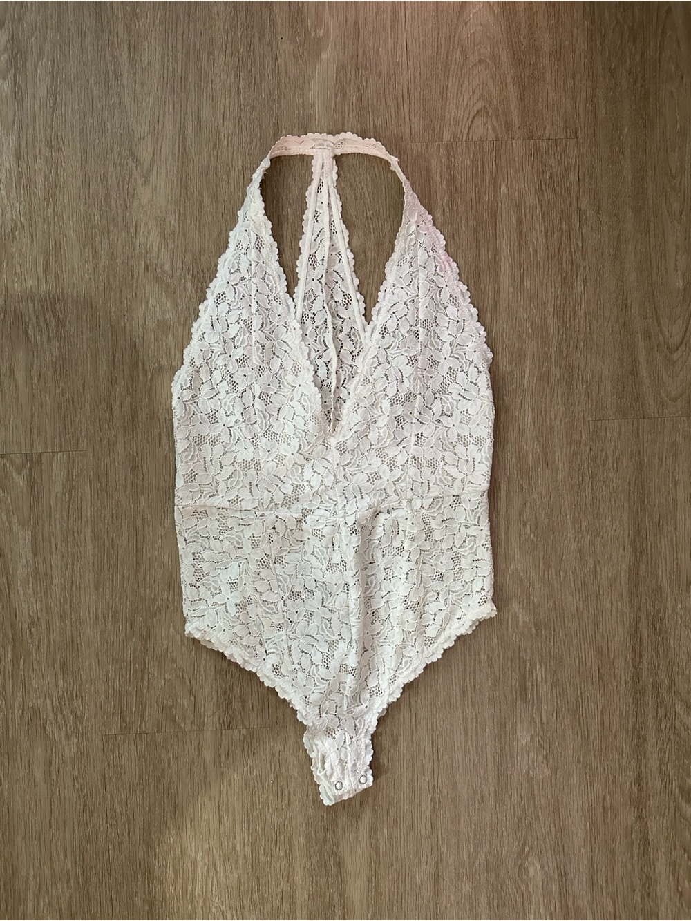 Free People Intimately Galloon Lace Halter Bodysuit